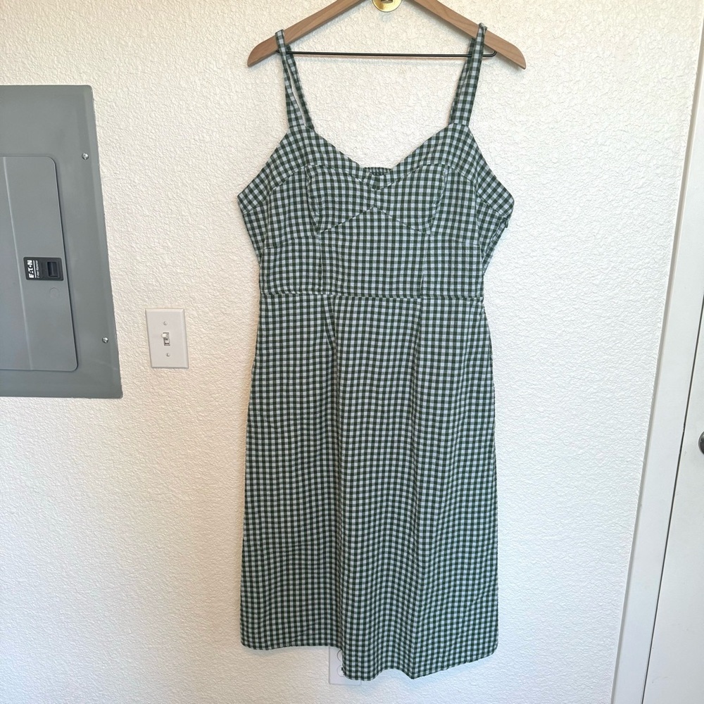 Free Assembly Women's XL Gingham Print Midi Dress Cottagecore Lightweight Boho